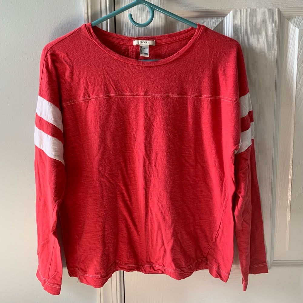 Forever 21 Long Sleeve Red/White Baseball Tee